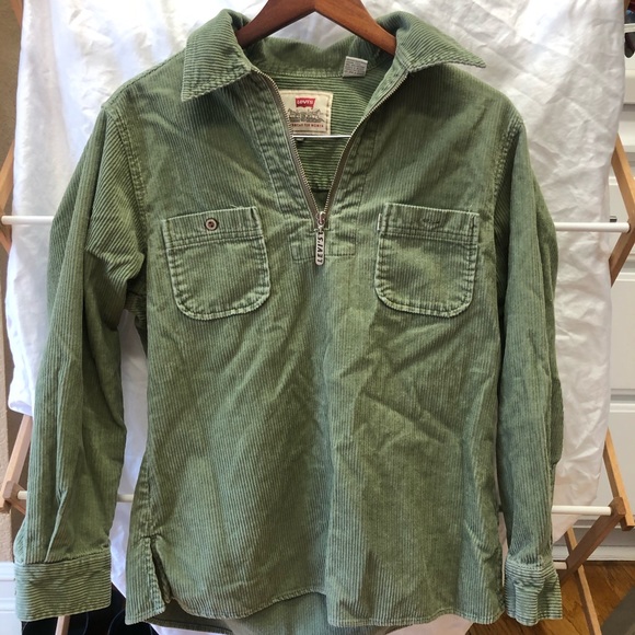 Levi's Sweaters - levi’s quarter zip green corduroy sweatshirt
